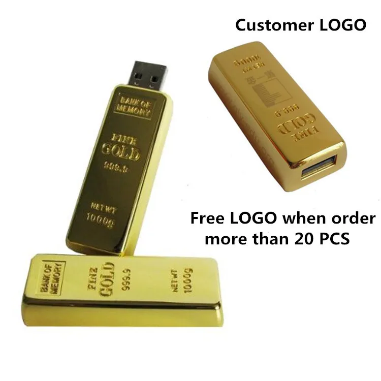 Tốc Độ Cao Usb 3.0 Đèn LED Thỏi Vàng Thanh Hình Nhớ Flash USB Ổ Đĩa U 8GB 16GB 32GB 64GB Pendrive