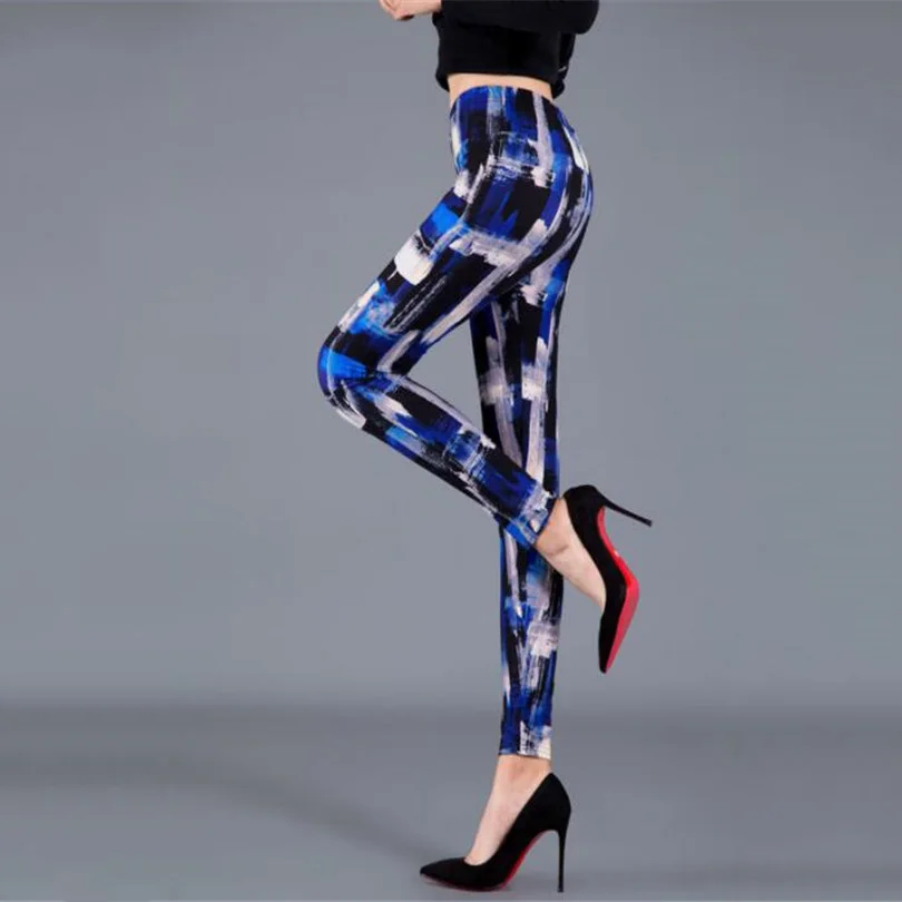 VIIANLES wave Striped Printed Legging High Waist  Pants Women Leggings Fitness Leggins Stretch Fashion Push Up Leggins Mujer