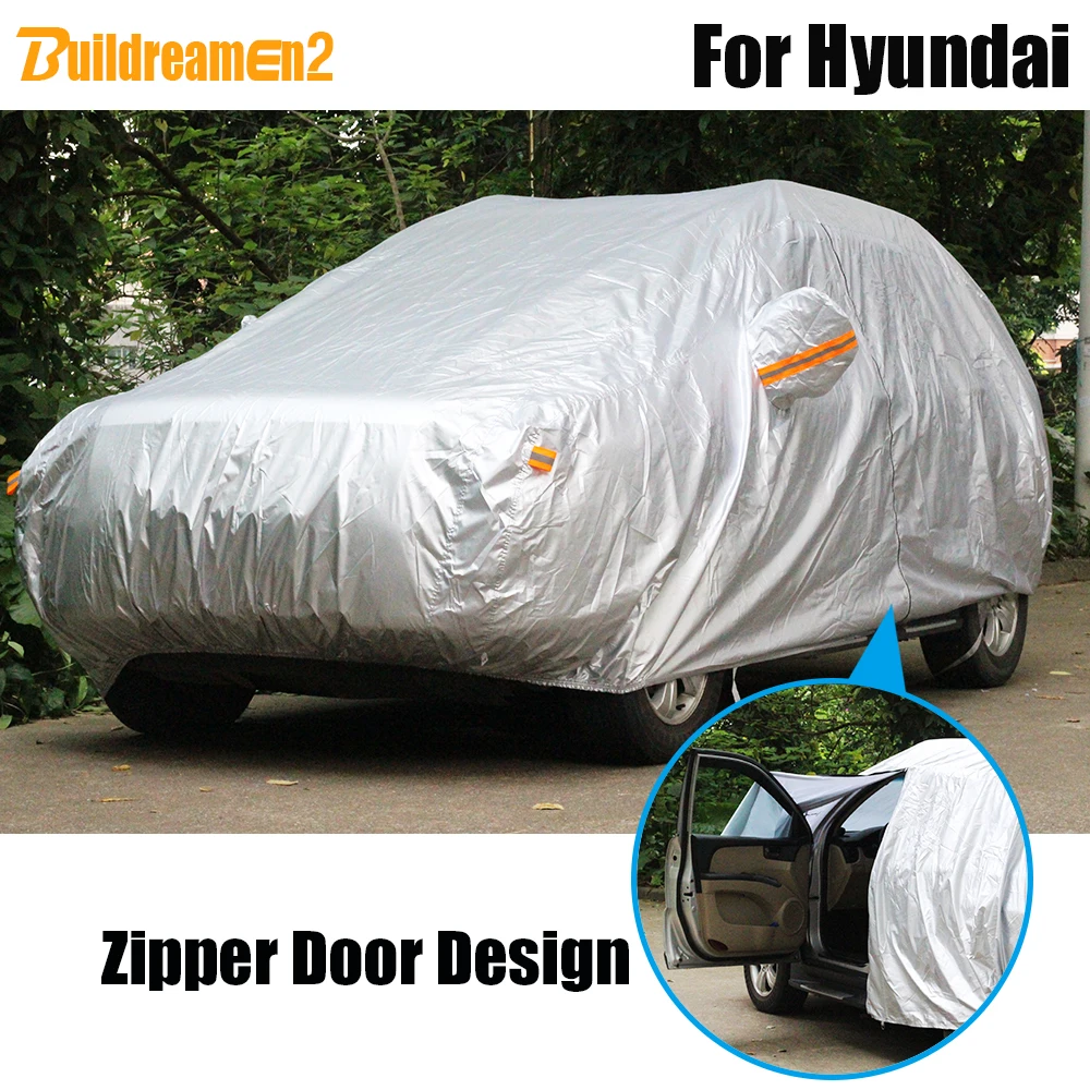 

Buildreamen2 Car Cover Sun Rain Snow Protection Cover Waterproof For Hyundai Solaris Rohens Elantra i45 Sonata Azera Genesis