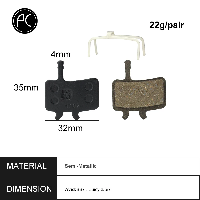 PCycling 4 Pairs High Quality Resin Bicycle Disc Brake Pads For Sram Avid BB7 Juicy 3/5/7 MTB Semi-Metallic Hydraulic Brake Pad