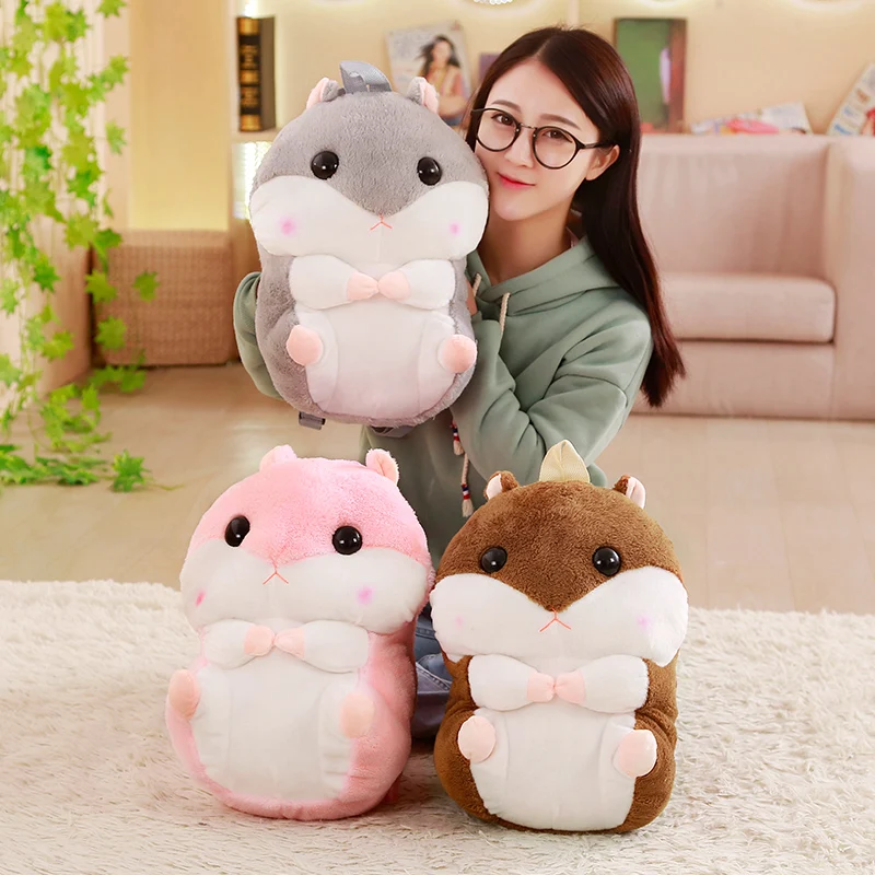 Japanese hamster plush backpack cute  plush hamster hand warm kids plush baby toy boys school bag gift for little girl friends