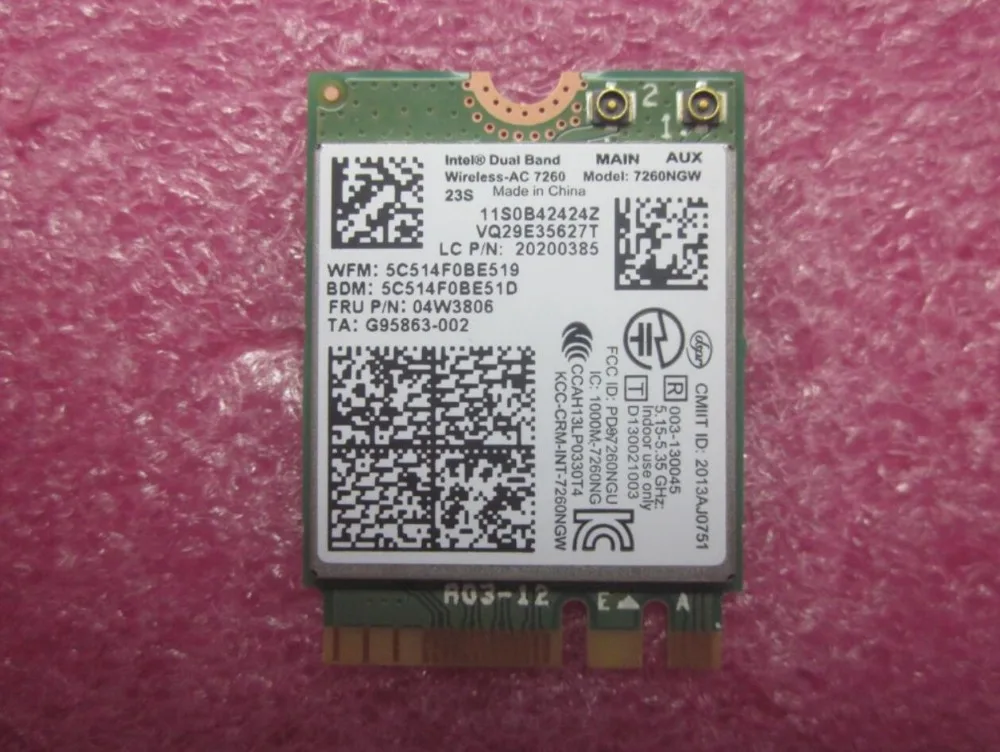 

New for Lenovo Thinkpad X240S T440S NGFF Wifi Card For Intel 7260 7260NGW 802.11ac 867Mbps Bluetooth 4.0 Card 04W3806