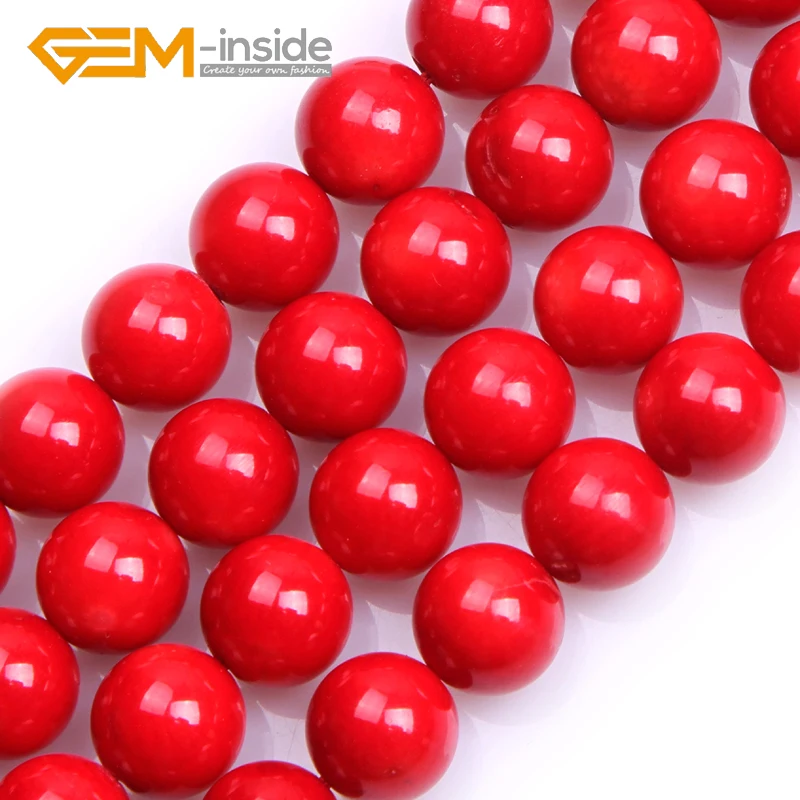 Round Dyed Red Coral Beads A Grade: 4mm to 11mm  DIY Loose Beads For Jewelry Making Bead Strand 15 Inches Wholesale