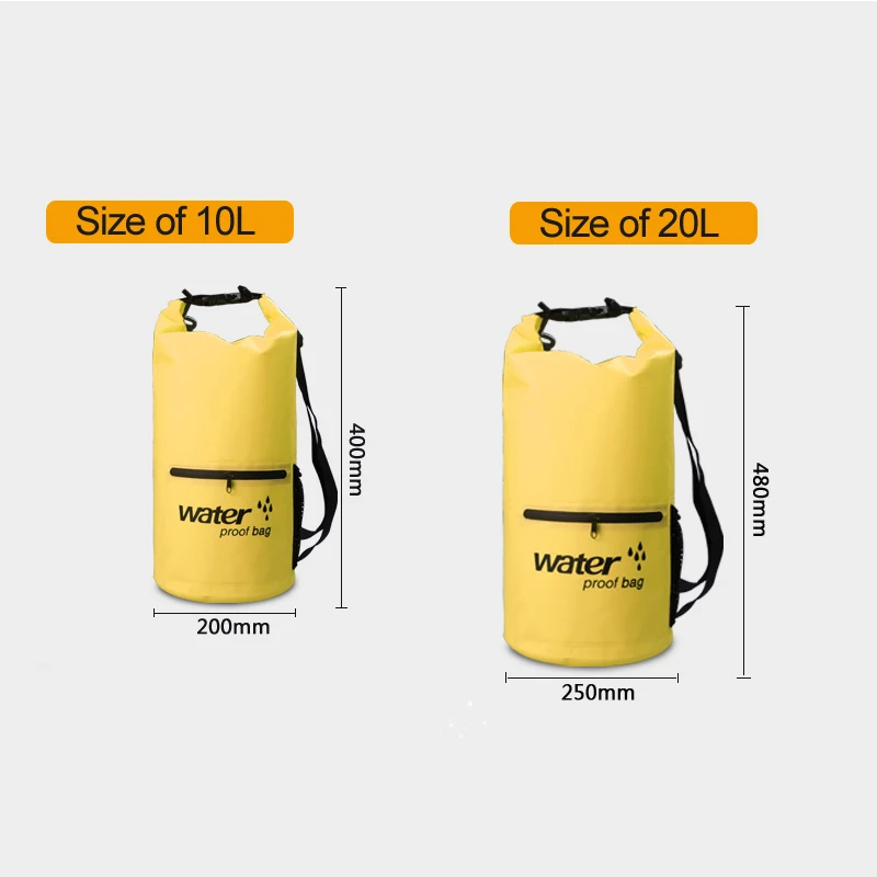 PVC 5L 10L 20L Outdoor Waterproof Bag Dry Bag Swimming Bag Sack Storage for Travelling Rafting Boating Kayaking Canoeing