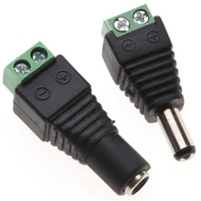 Câmeras de cctv, 2.1mm x 5.5mm fêmea macho dc adaptador de tomada de energia dc fêmea plugue adaptador conector plugue macho