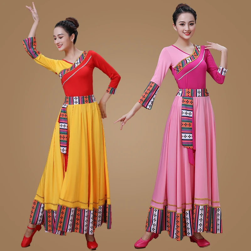 New tibetan dance costume china nationality dance suits for women festival performance clothing female vintage clothes