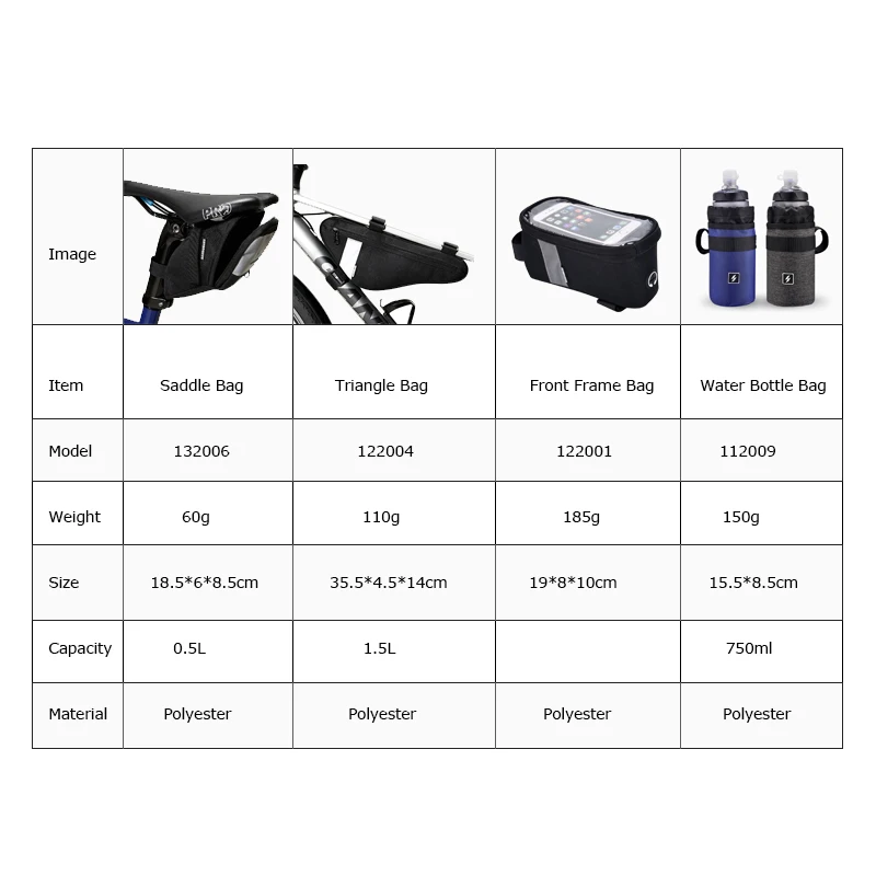 Roswheel Sahoo Series Bike Bicycle Cycling Saddle Bag Rear Seat Bag Top Tube Front Frame Bag Triangle Pannier Pack