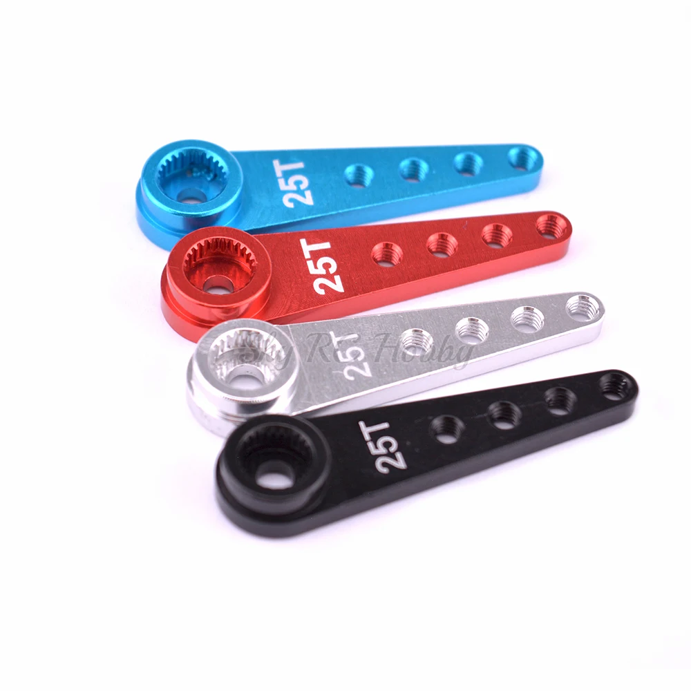 Aluminum Alloy 25T Steering Servo Arm Horn Black / Red / Blue / Silver Color for RC Car Crawler Toy Parts