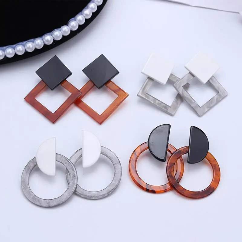 Fashion Statement Earrings 2019 Acrylic Earrings Leopard Geometric Earrings For Women Round Square Hanging Dangle Earring EB832