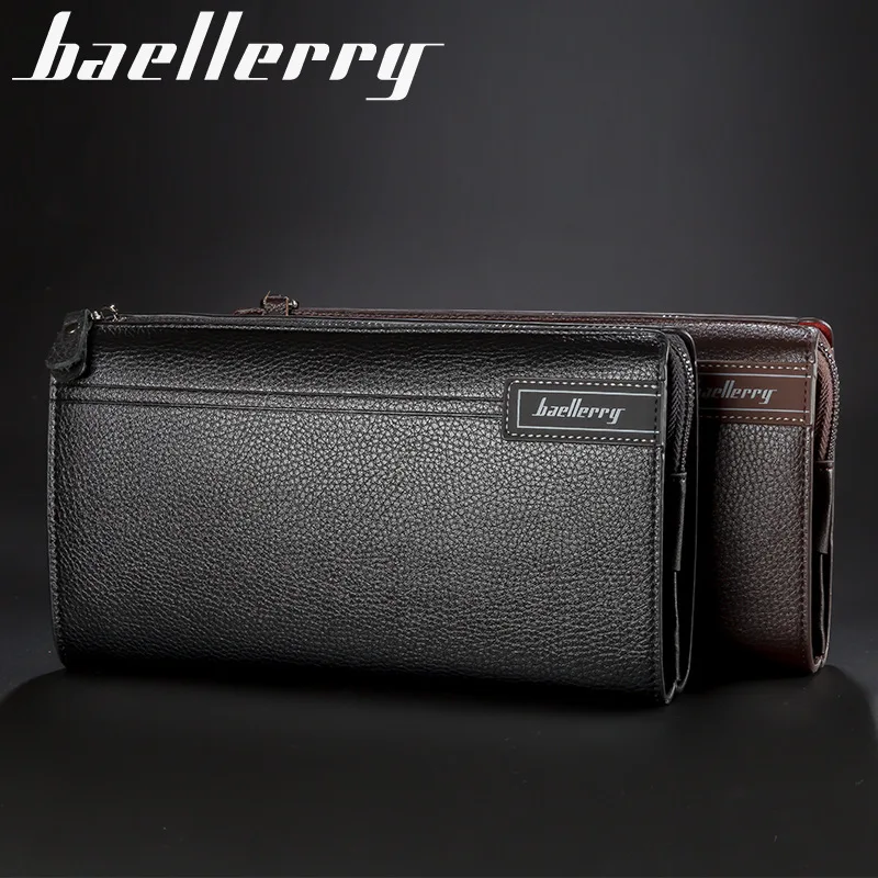 Baellerry-Carteira comprida masculina, bolsa de couro masculina, bolsa de embreagem, famosa marca de luxo