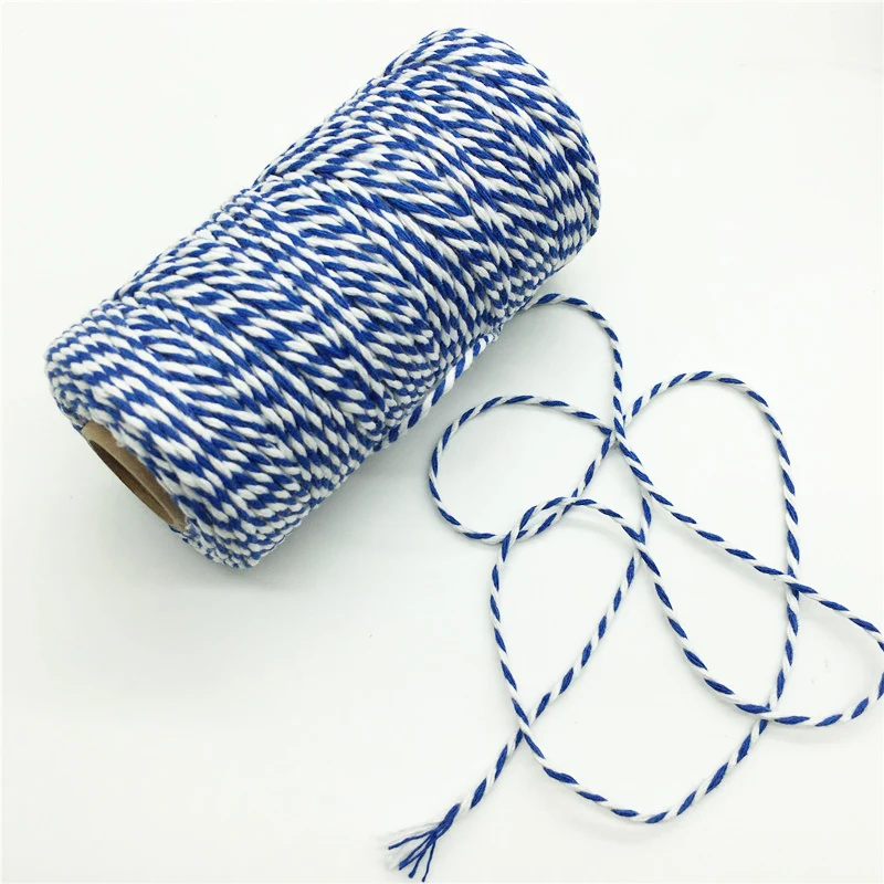 100m/roll Colorful DIY 2ply Bakers Pink String Cotton Cords Rope for Home Decor Handmade Christmas Gift Packing Craft Projects