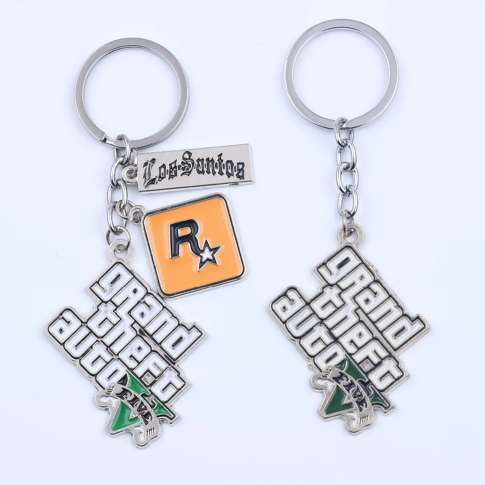 Hot Game Keychain Holder PS4 Xbox PC Keyfob Game GTA V Grand Theft Auto 5 Key Chain For Fans Key Ring llaveros Gift For Friends