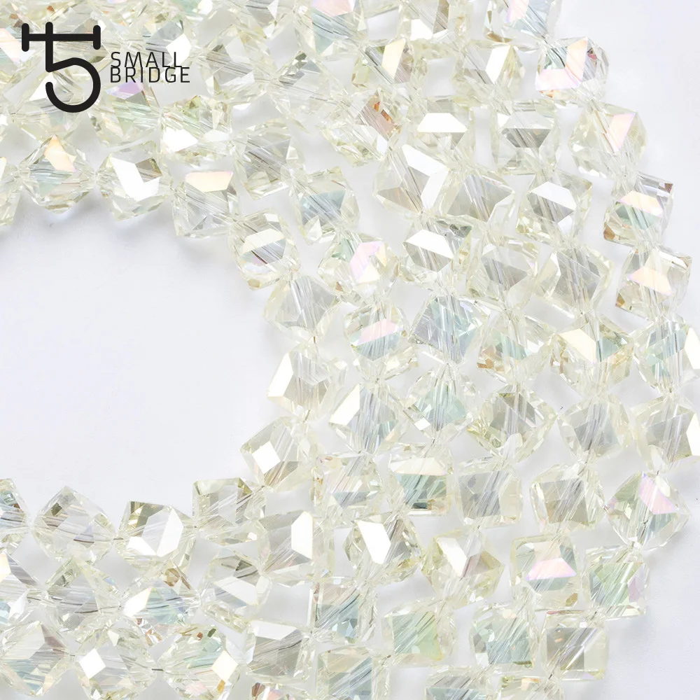 8mm Austria Faceted Square Glass Beads for Jewelry Making Diy Decoration Transparent Crystal Cube Beads Wholesale X301