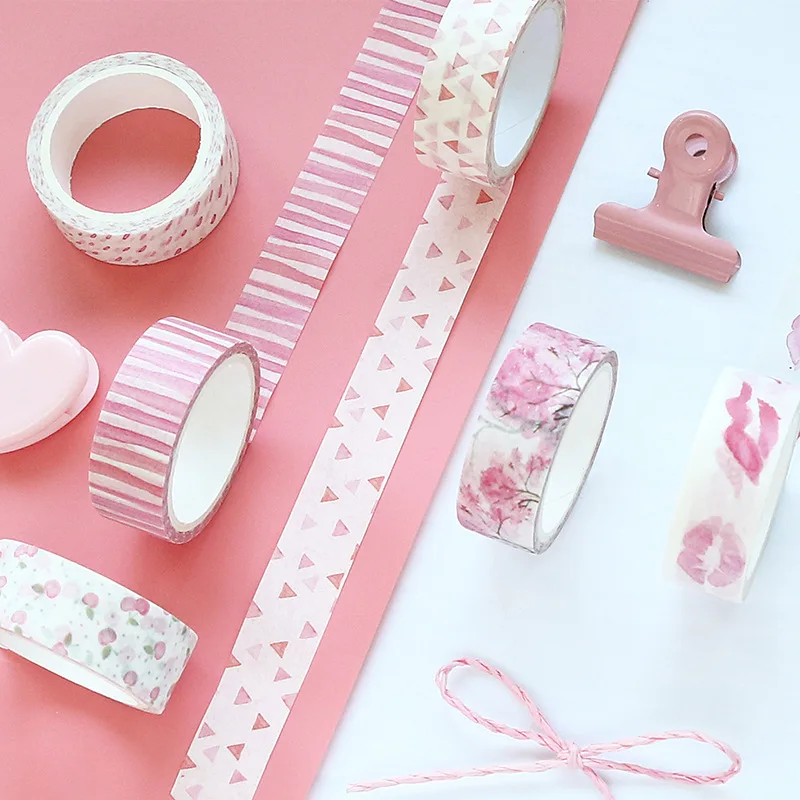 32 Pcs/Set 15mm*5m Color Laboratory Pink Series Washi Tape Adhesive Tape DIY Scrapbooking Sticker Label Masking Tape