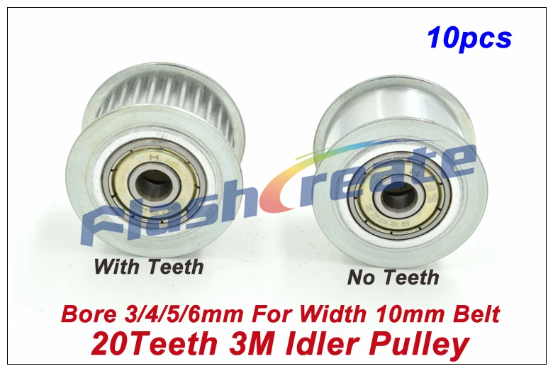 10pcs 20 Teeth 3M Idler Pulley Passive Pulley Bore 3/4/5/6mm For Width 10mm 3M Timing Belt 3M Tension Pulley With Bearing