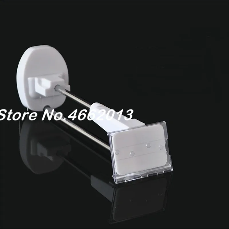 

(100 pcs/pack ) 25cm 9.8 inch length metal white color magnet secure locking hooks for slatwall in retail store+ 4 detacher