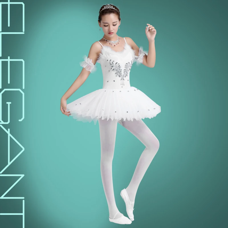 O novo adulto dança ballet saia roupas corpo saia estilingue branco tutu pouco swan traje vestidos de dança roupa de dança T-8