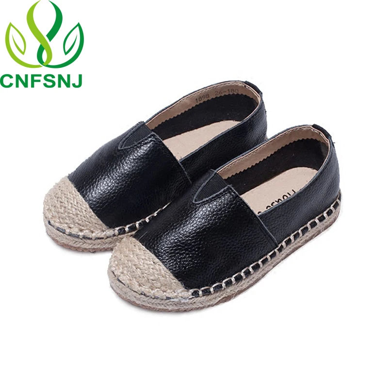 

CNFSNJ 2021 Fashion Girls Flats Slip On Girls Fisherman Shoes Comfort Autumn Kids Flat Shoes for Girls Leather Shoes Black White