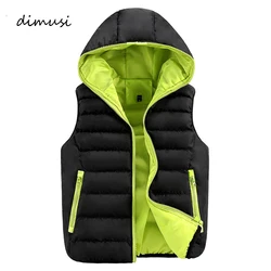 Dimusi-メンズノースリーブジャケット,厚手のコットンパッド入りベスト,暖かく,ファッショナブル,秋冬