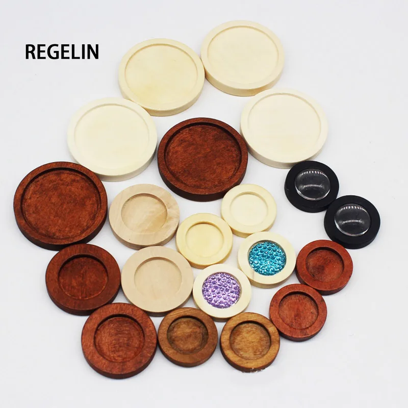 REGELIN 10pcs  wood cabochon base 12/15/20/25/30mm dia blank wooden pendant trays diy jewelry accessories for necklace making