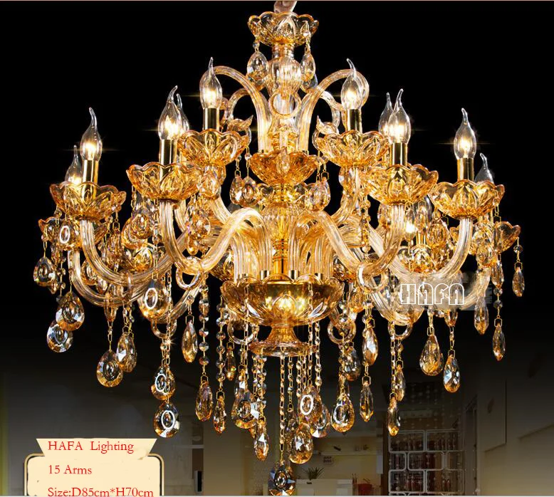 New Modern Big Lustres Chandelier 100% K9 Crystal Luxury Large Home Decoration Gold/Cognic/Clear Lighting Fixture