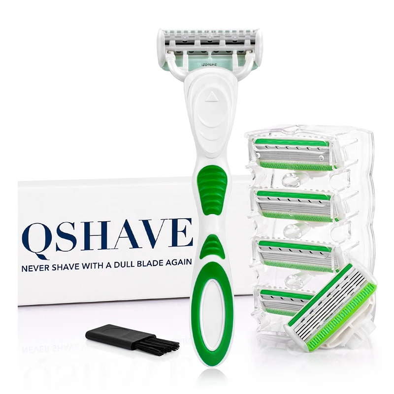 QShave Green Series 5 Layer X5 Blade Women Bikini Leg Hair Removal Razor Valentine's Day Gift