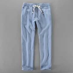 Spanien stil lange hosen männer marke leinen männer hosen casual business hosen herren lose elastische hosen mens fashion pantalon große