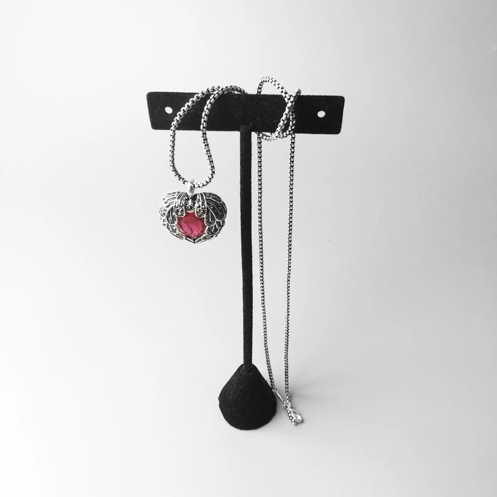 Pendant Necklace Red Winged Heart,2017 Brand Link Chain Fashion Jewelry Europe Style Stering  Bijoux Gift For Women