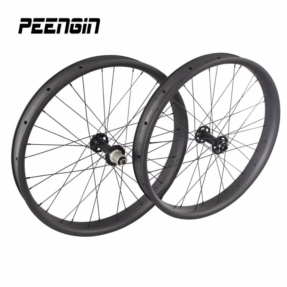 26er Fat Bike Carbon Wheels 65MmX25Mm Hookless 26Inch Snow Bicycle Wheelsets 26 Rim With Powerway/Novatec/hubHubsmith Cycle Hubs