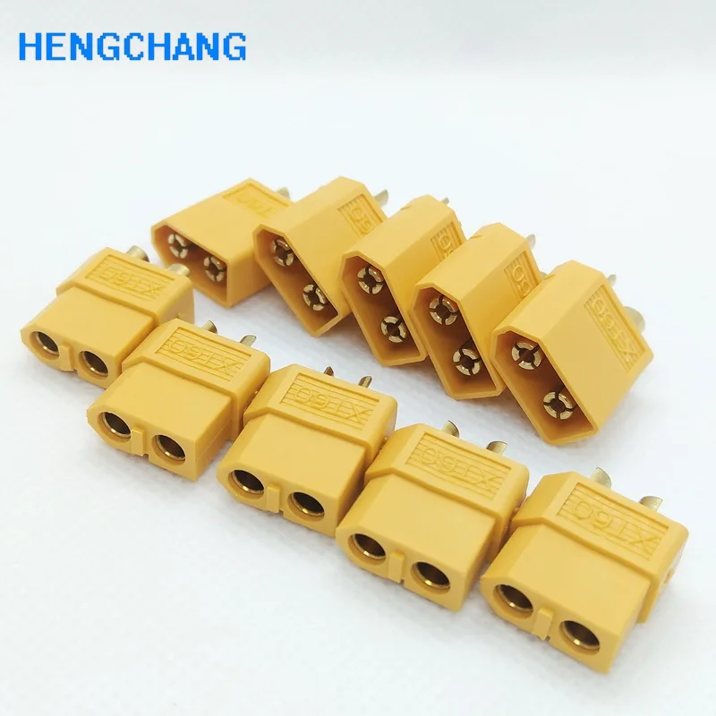 10 ชิ้น/ล็อต XT60 สีเหลืองขั้วต่อแบตเตอรี่ XT60 ชายหญิงขั้วต่อ Gold Plated สำหรับ RC Lipo แบตเตอรี่