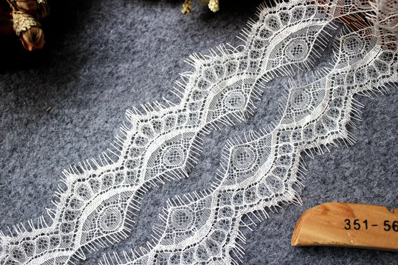 Lace Fabric for Eyelash, DIY Clothing Accessories, Lace Trim, Black and White, 4.5cm, 6m Lot