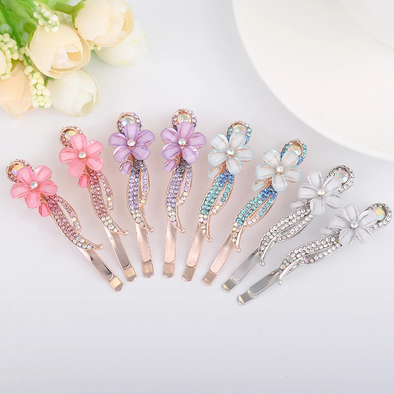 EASYA New Fashion Elegant Hairpin Ornaments Crystal Rhinestone Flower Clips Women Hairwear Hair Accessories