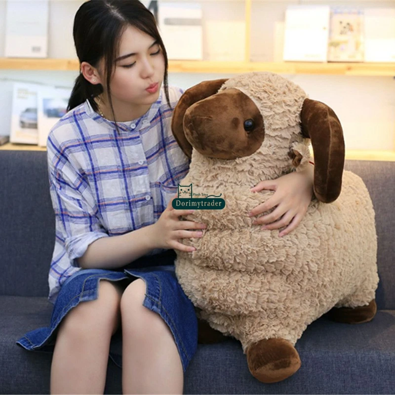 Dorimytrader Cuddly Soft Animal Goat Plush Toy Big Stuffed Cartoon Sheep Doll Pillow Gift for Children Decoration 24inch 60cm