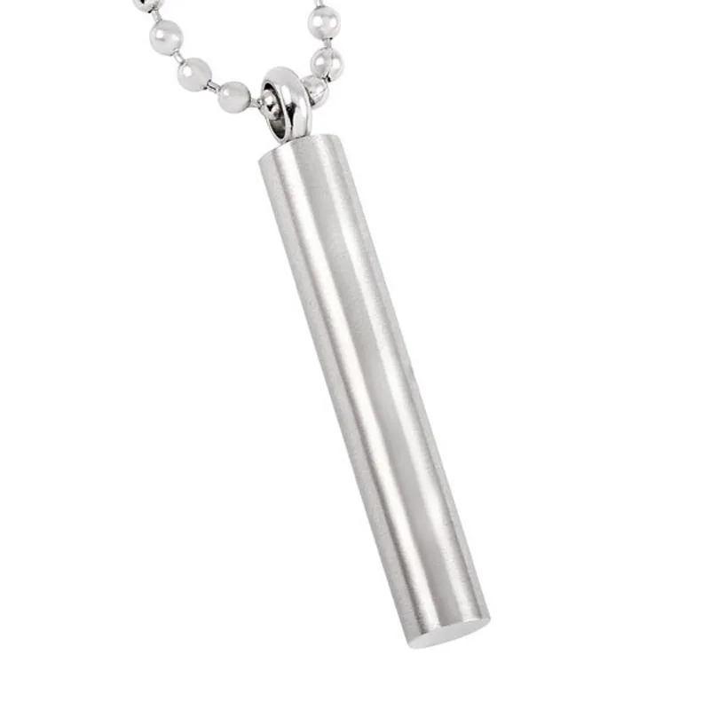 

IJD8463 Stainless Steel Cylinder Container Tube Urn Keepsake Cremation Ashes Memorial Pendant Necklace for Men Women -Engravable