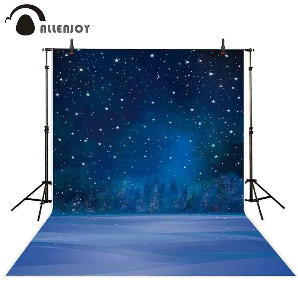 Allenjoy background for photo studio winter night starry sky forest painting photography backdrop photo shoot prop decor