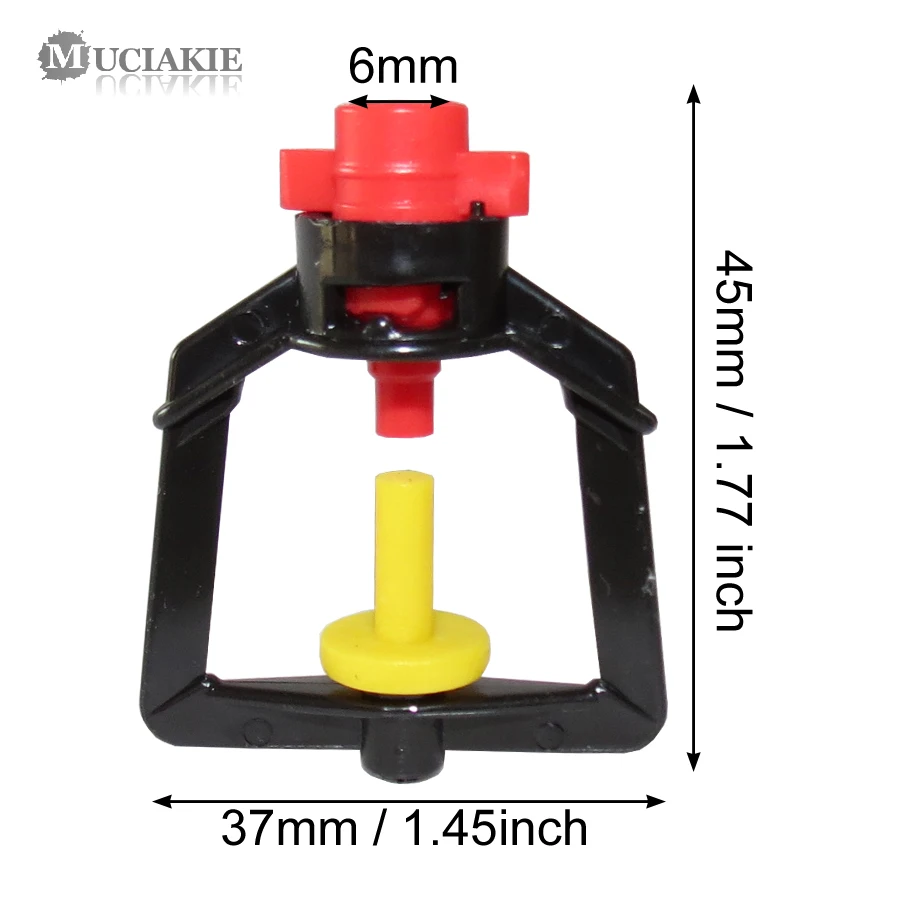 MUCIAKIE 100 sztuk 360 stopni refrakcji zraszacze 6mm Connnector Micro wiszące dysza nawadniania kropelkowego rozpylacz mgły Atomizer