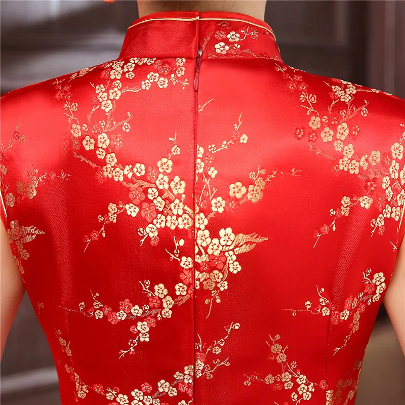 Cina Cheongsam Gaun Plum Baru Kostum Panjang Qipao Upacara Wanita Gaun