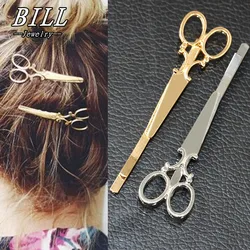 New Fashion Head Jewelry Hair Pin Gold Color Scissors Shears Clip For Hair Tiara Barrettes Accessories Headdress For Girls
