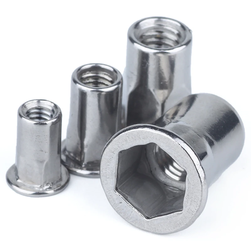 10Pcs M3 M4 M5 M6 M8 Stainless Steel Rivnut Flat Head Half Hex Body Rivet Nut Insert Nutsert