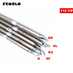 FEORLO soldering tips T12 T12-K KF KR KU KL for HAKKO Solder Iron Tips FX951 STC STM32 OLED Soldering Station