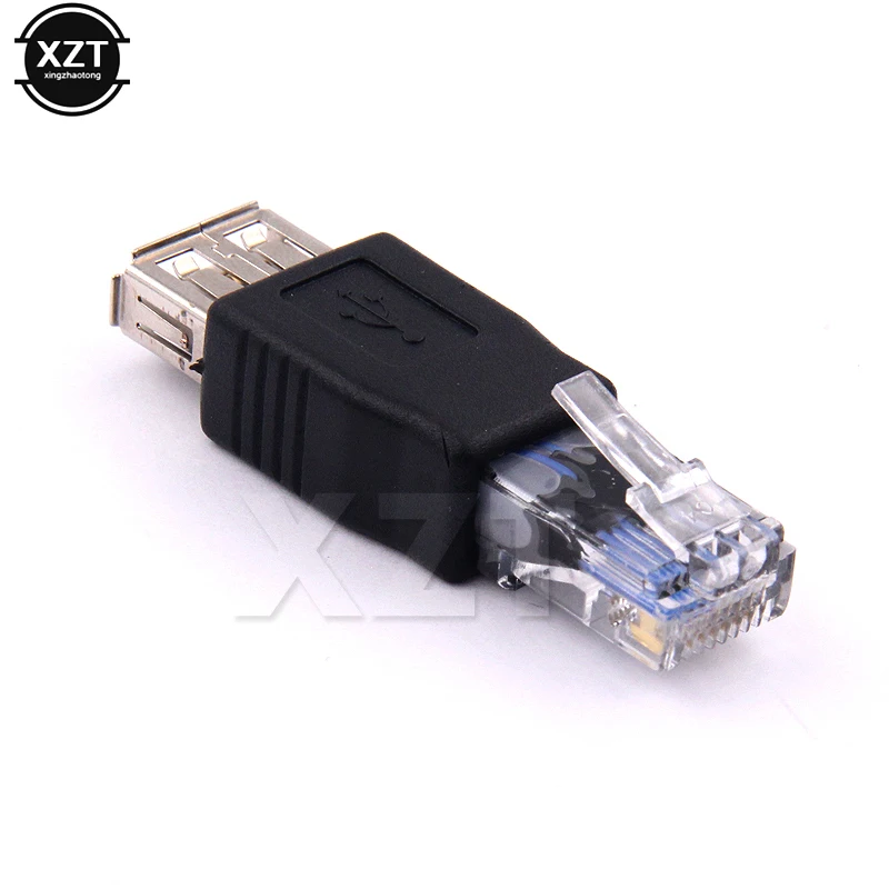 1pc LAN Network Cable Ethernet Converter Transverter Plug PC Crystal Head RJ45 Male to USB 2.0 AF A Female Connector For Laptop