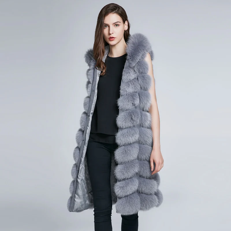 

real fox fur ves from female natural fur coat genuine leather t feather warm stripes 2021winter