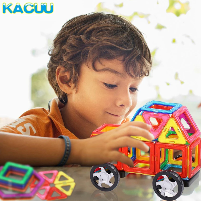 KACUU 61-135PCS Big Size Designer Magnetic Blocks Set Building Magnets Toy Magnetic Constructor Blocks Toys For Children