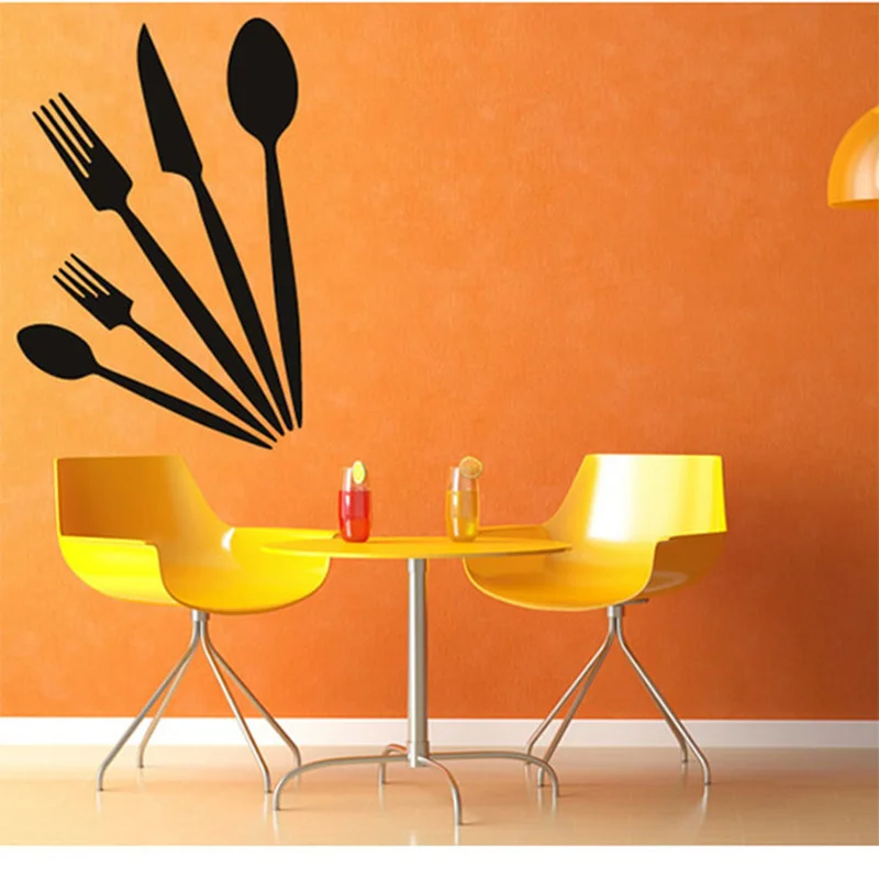 

Knife Spoons Fork Wall Stickers Kitchen Decor Vinyl Removable Waterproof Home Decoration Wall Decal
