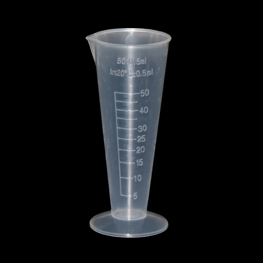 10Pcs 50ml Translucent Plastic Cone Measuring Cylinder Graduated Cylinders Lab Supplies Laboratory Tools School Lab Accessories