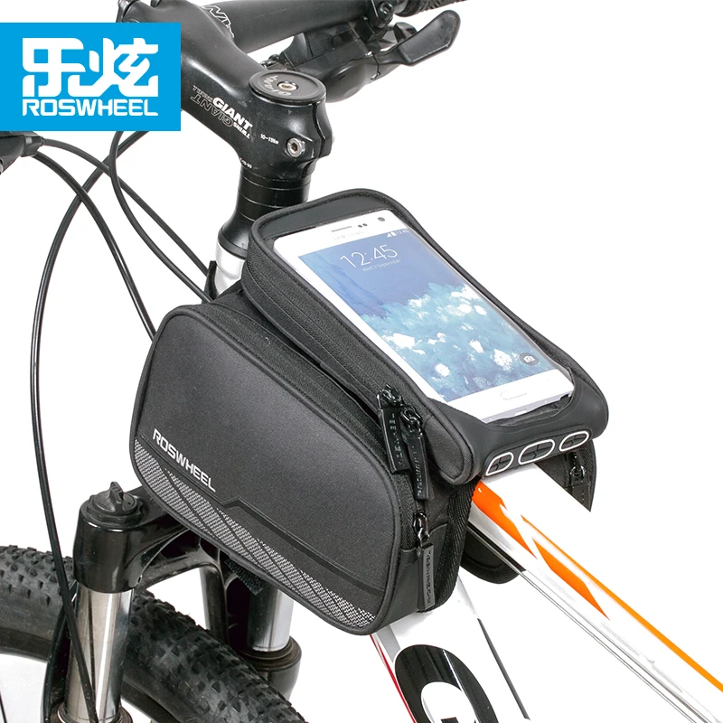 ROSWHEEL Bicycle Frame Front Head Top Tube Separable Bike Bag&Double IPouch Cycling For 5.7 inch Cell Phone Bike Accessories