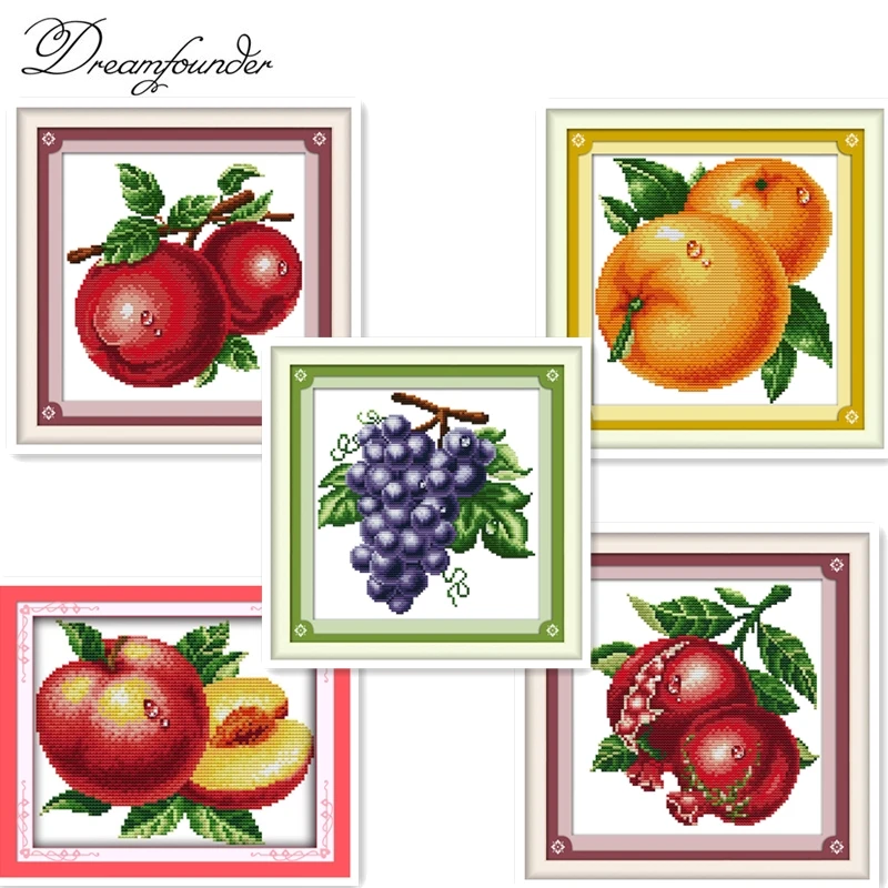 Water-drop oranges grape fruit cross stitch kit fruit still count print DMC color  14ct 11ct embroidery DIY handmade needlework