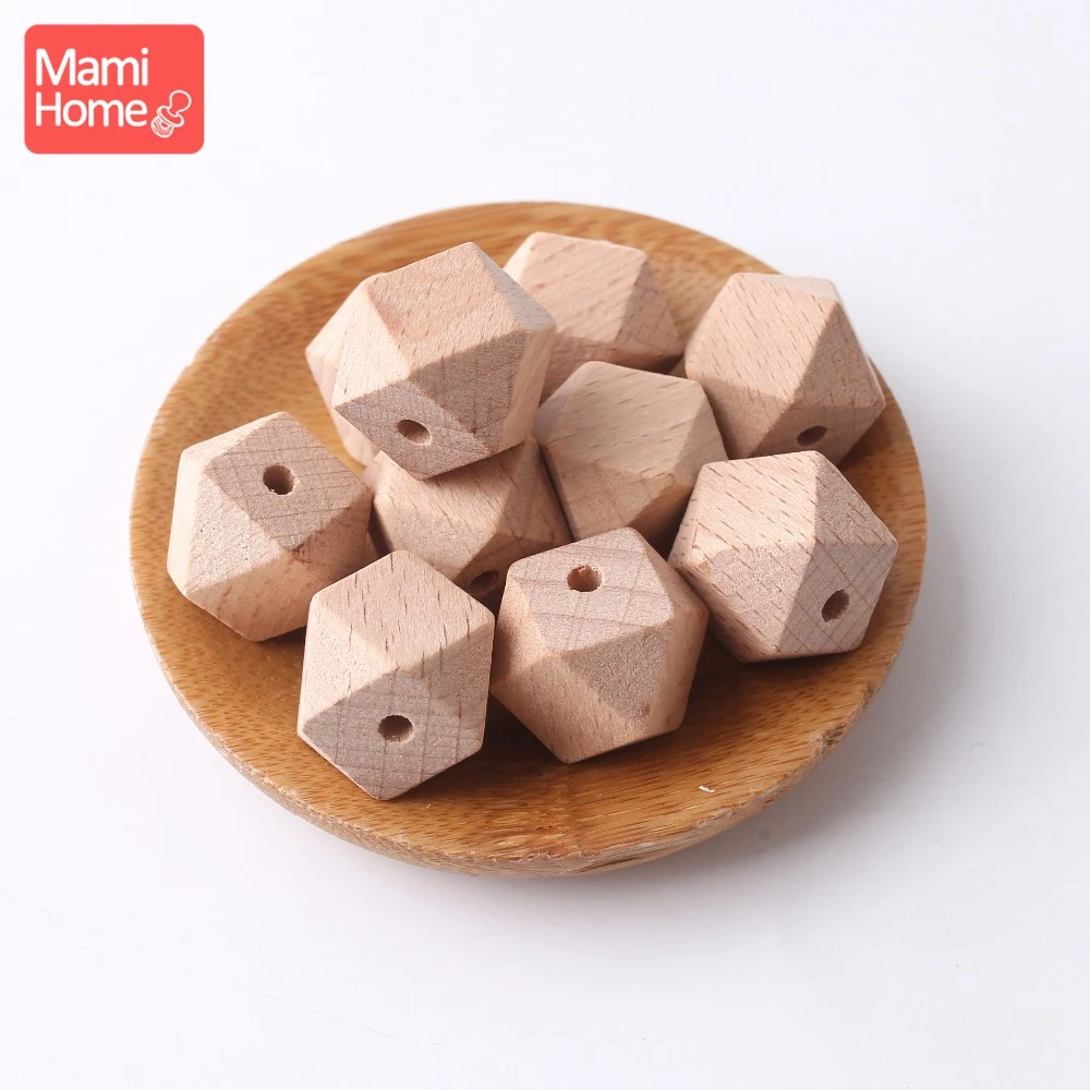 

mamihome 5PC 16mm Geometric Beech And Maple Wood Beads Hexagon Faceted Beads DIY Bracelet Necklace Accessories Baby Teether