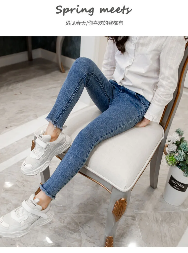 Mädchen-Leggings, neu 2026, Herbst, Kinder-Jeans für Mädchen, blau, schwarz, elastisch, enganliegende Kinderhosen für 4 bis 13 Jahre, Denim-Hosen. – Detail 7