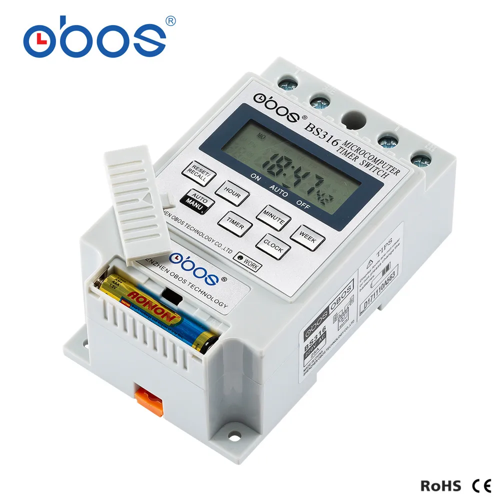 Temporizador Eletrônico Programável, Microcomputador Inteligente, Interruptor de Tempo, Controlador de Relé, BS316, 25A, AC 220 V, 230 V, 240V, Novo, Frete Grátis